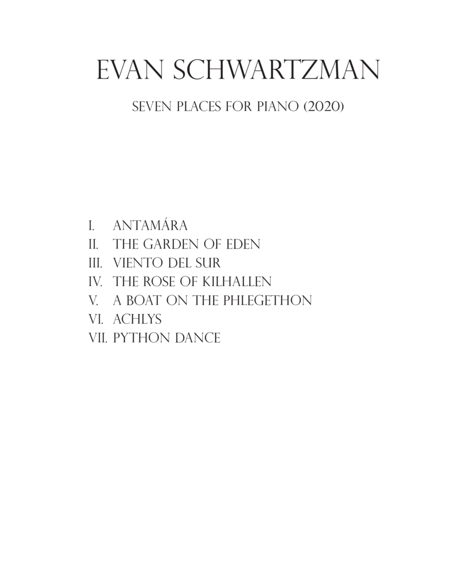 Seven Places for piano Seven Places for piano Piano Solo scores gallery preview page 1