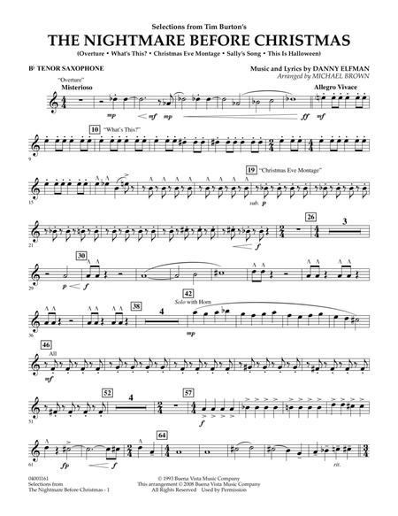 Selections from The Nightmare Before Christmas - Bb Tenor Saxophone