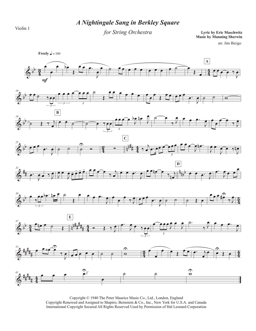 A Nightingale Sang In Berkeley Square String Orchestra scores gallery preview page 5