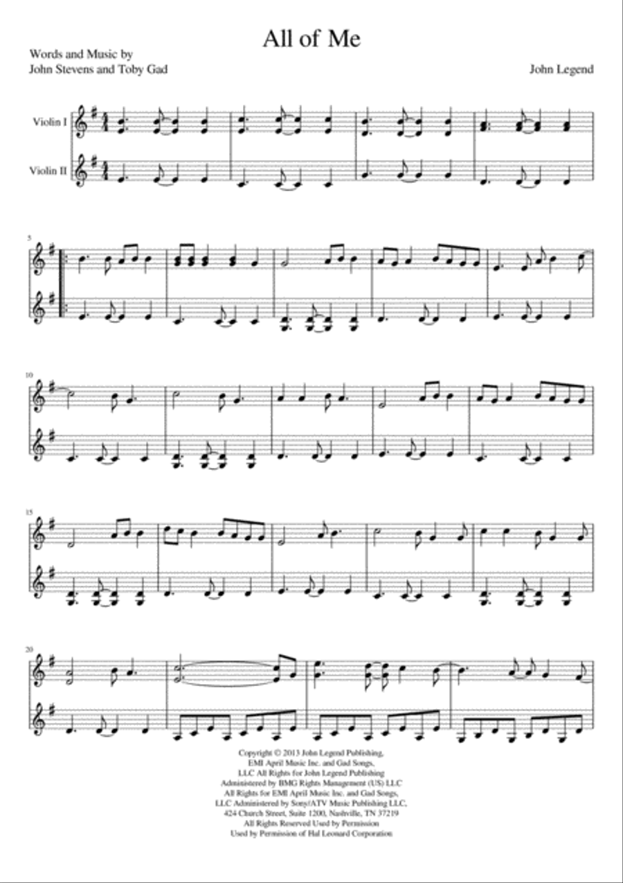 All Of Me String Duet scores gallery preview page 2