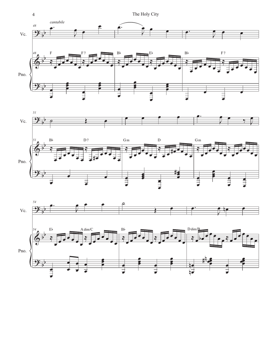 The Holy City (Cello solo and Piano) The Holy City (Cello solo and Piano) Piano scores gallery preview page 4