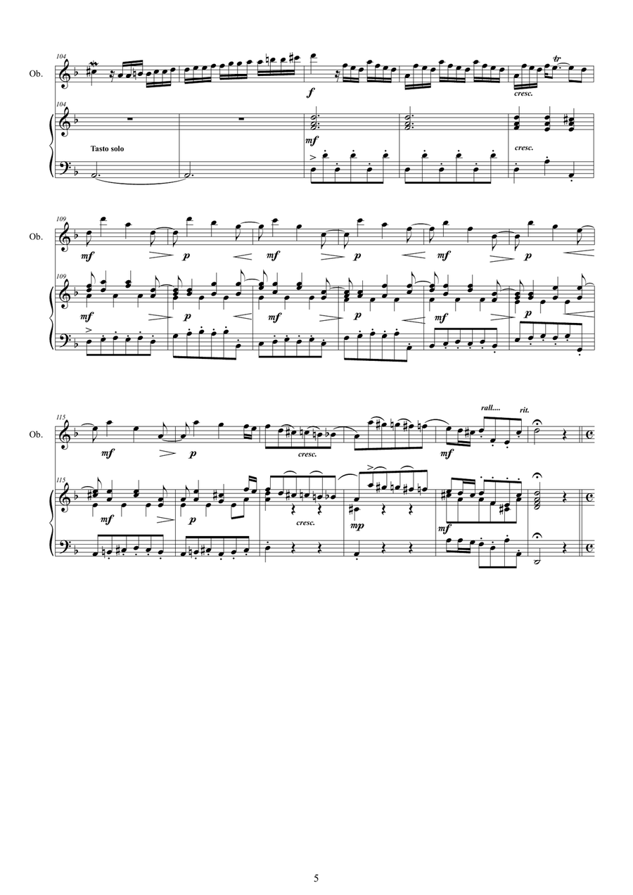 Vivaldi - Oboe Concerto No.9 in D minor RV 454 Op.8 for Oboe and Piano Piano scores gallery preview page 5