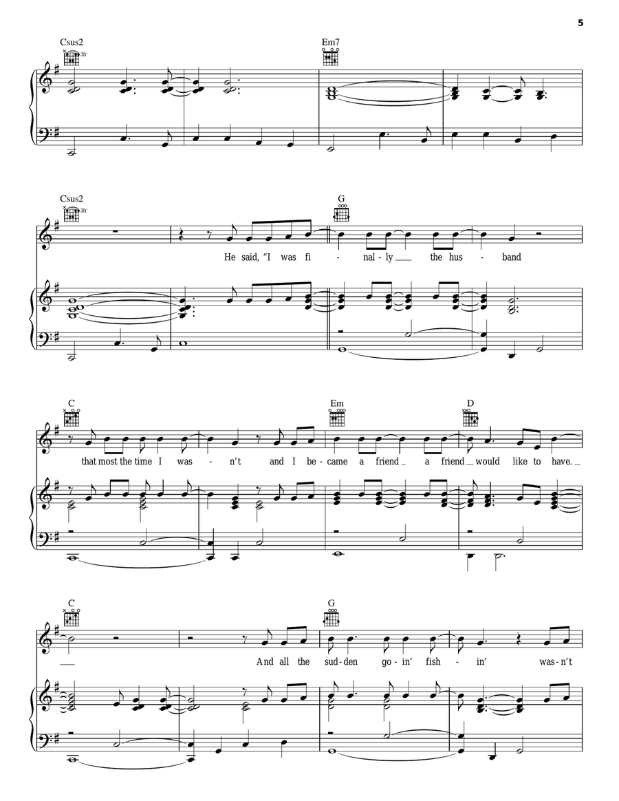 Live Like You Were Dying Piano, Vocal, Guitar scores gallery preview page 5
