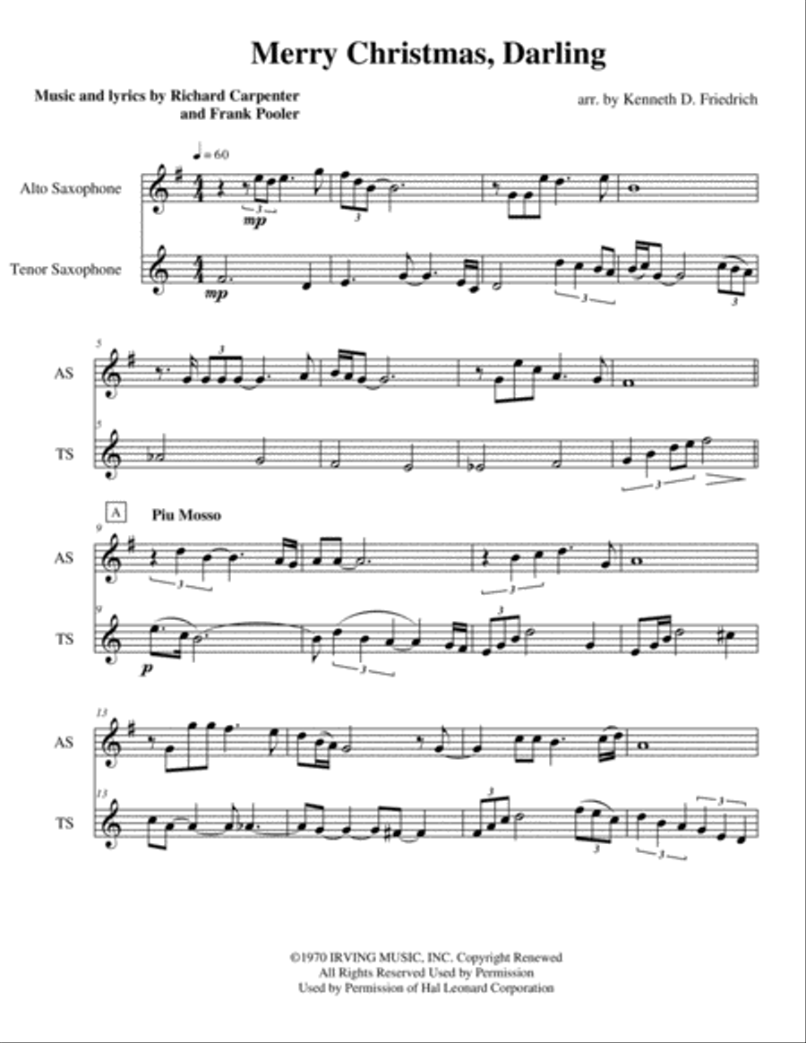 Merry Christmas, Darling Woodwind Duet scores gallery preview page 1