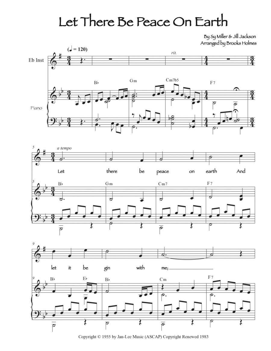 Let There Be Peace On Earth Alto Saxophone scores gallery preview page 1