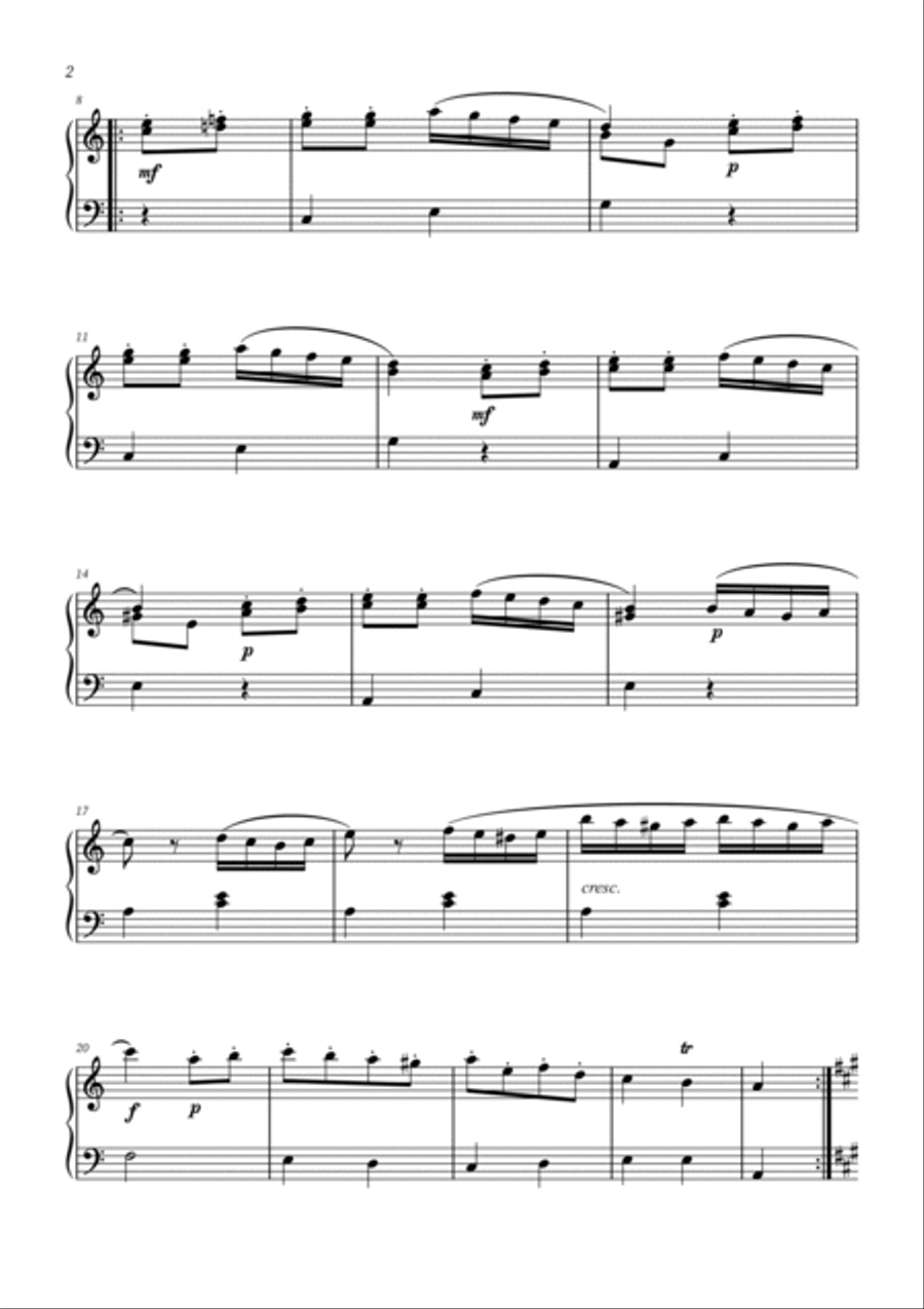 Turkish March - Easy Intermediate Piano Turkish March - Easy Intermediate Piano Chamber Music scores gallery preview page 2