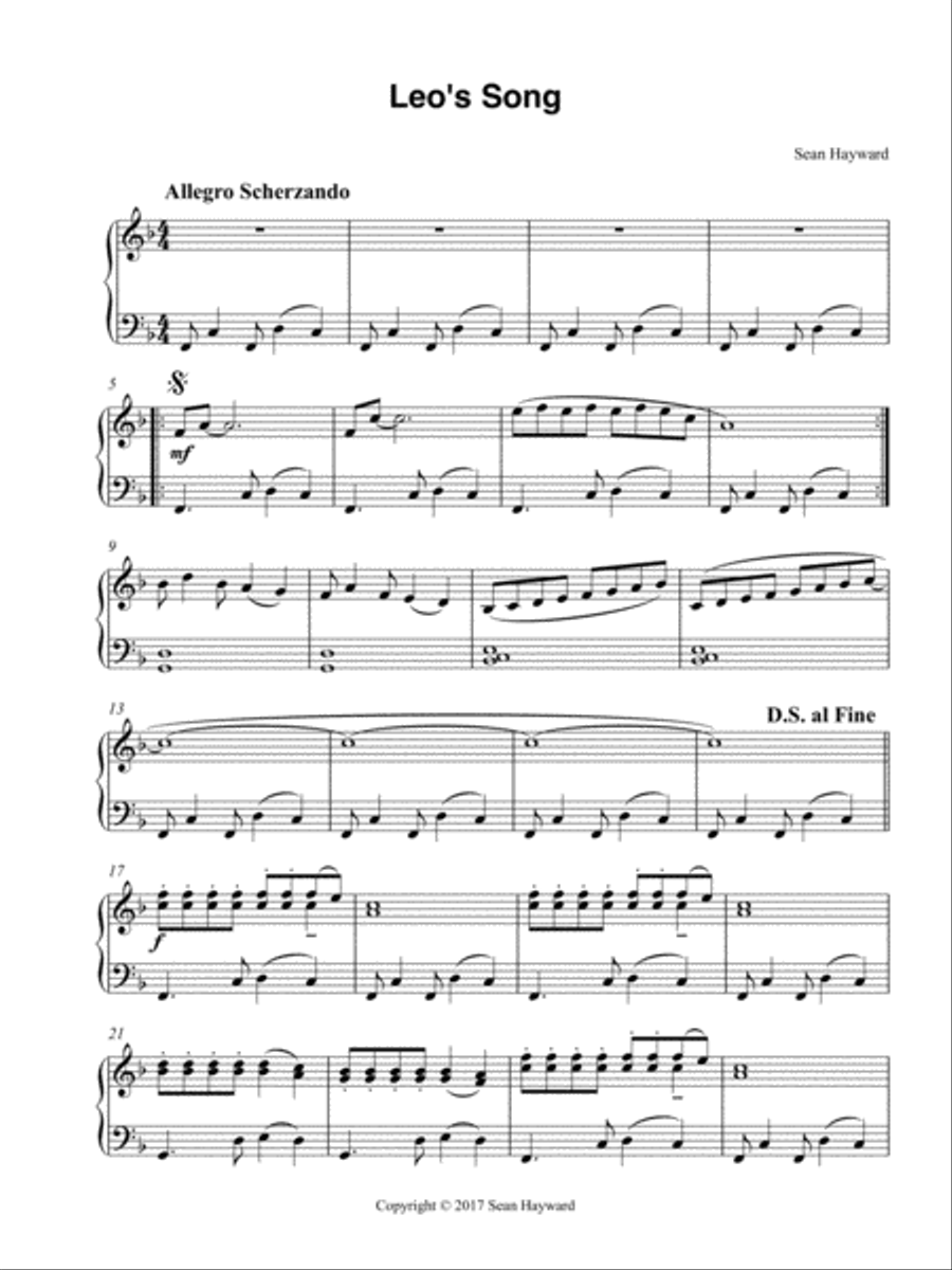 Leo's Song Piano Solo scores gallery preview page 1