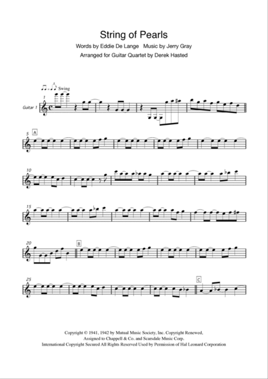 A String Of Pearls Guitar Ensemble scores gallery preview page 4