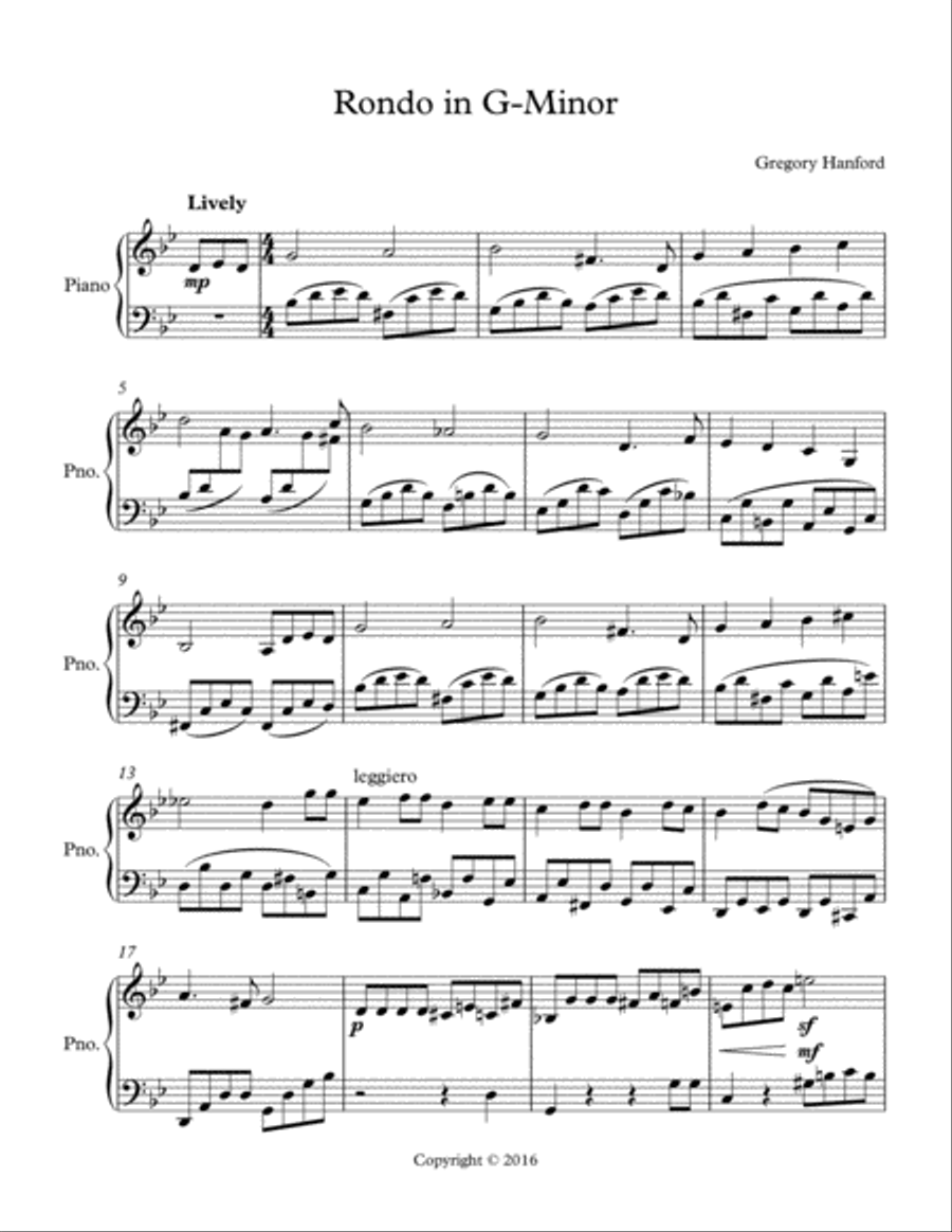 Rondo in G-Minor Piano Solo scores gallery preview page 1