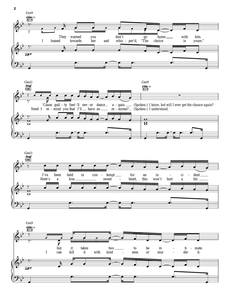 Bodies Piano, Vocal, Guitar scores gallery preview page 2