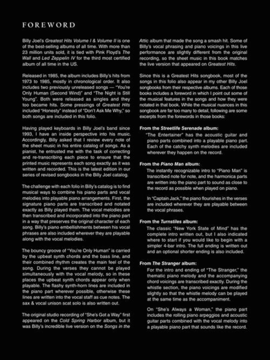 Billy Joel – Greatest Hits, Volume I & II Piano, Vocal, Guitar scores gallery preview page 3