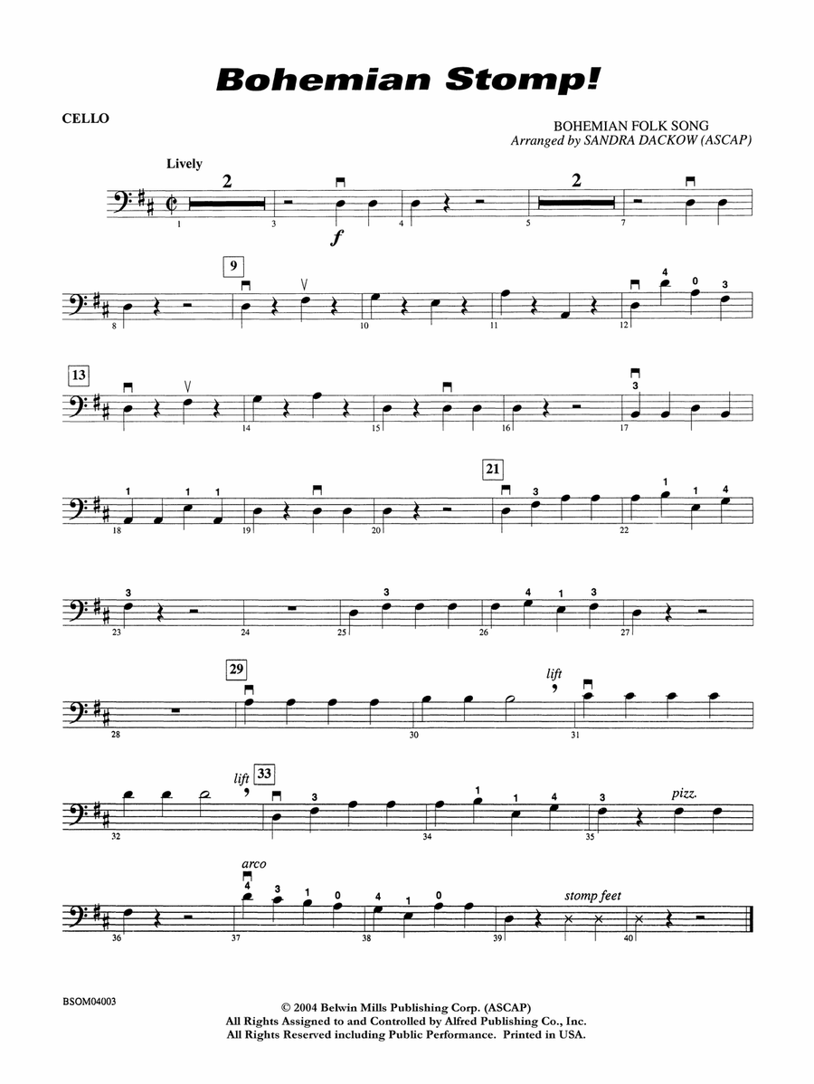 Bohemian Stomp!: Cello