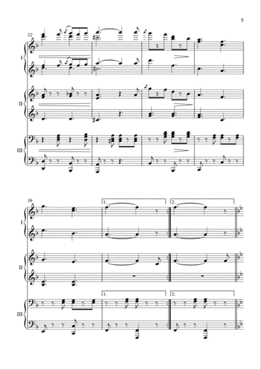 Liberty Bell March arranged for piano 6 hands Piano Duet scores gallery preview page 5