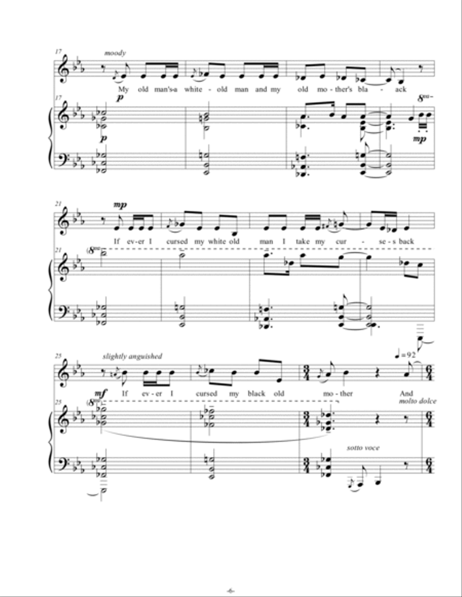Three Langston Hughes Songs for Soprano and Piano - Opus 12 Soprano Voice scores gallery preview page 6