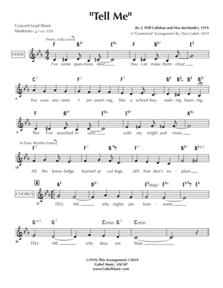 Tell Me - lead sheet/arrangement - Bing Crosby/Doris Day/Burl Ives/ODJB