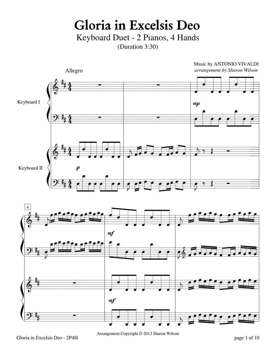 Gloria in Excelsis Deo (2 Pianos, 4 Hands)