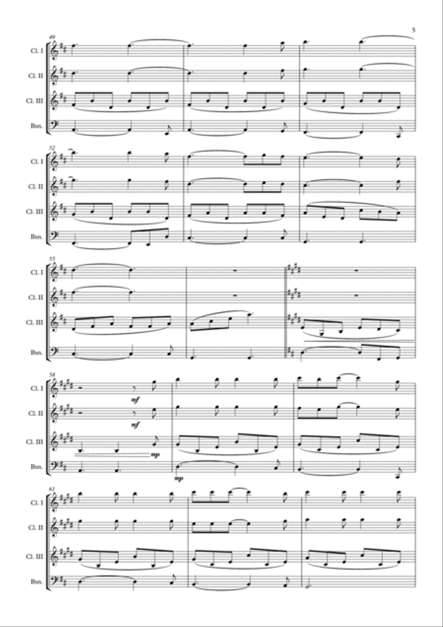 Hallelujah Hallelujah Woodwind Quartet scores gallery preview page 5