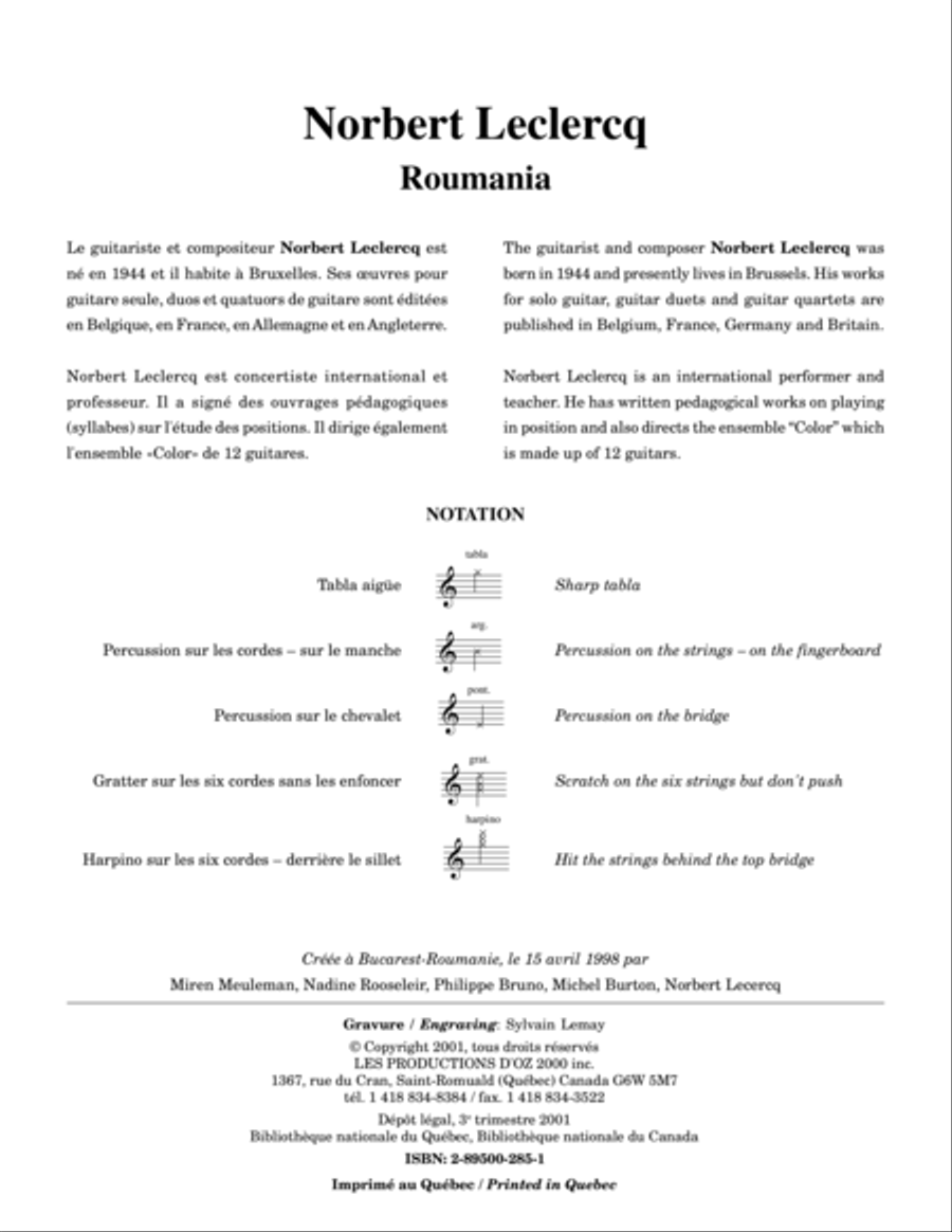 Roumania Guitar Ensemble scores gallery preview page 1
