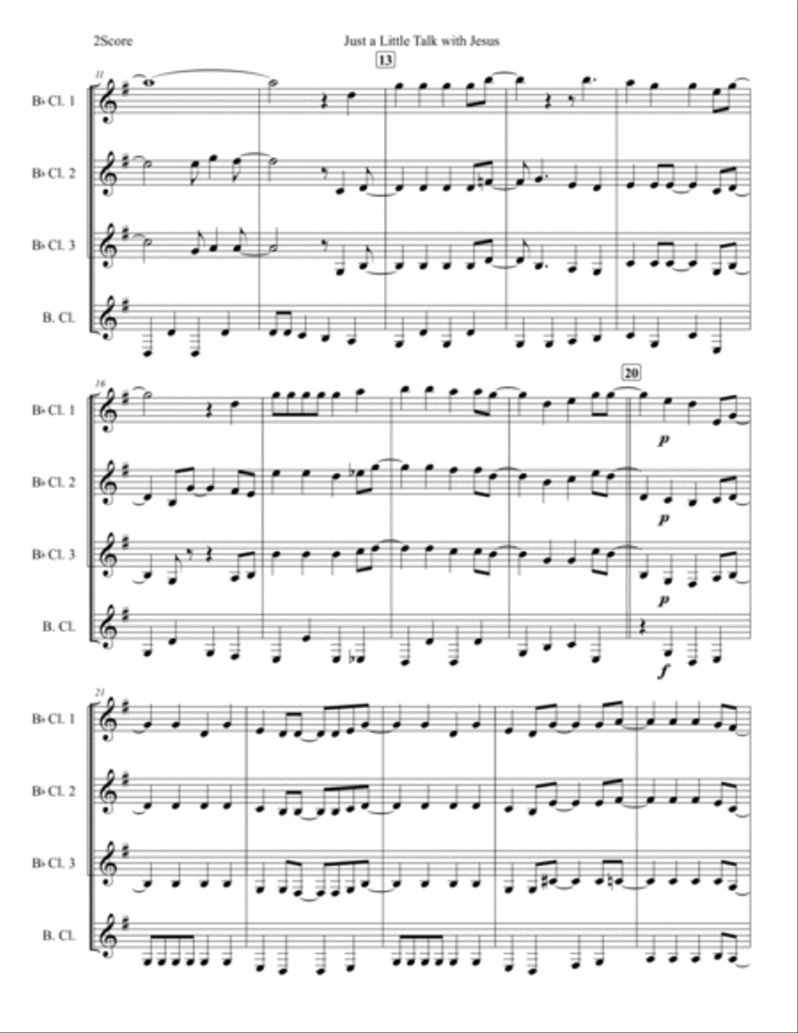 Just A Little Talk With Jesus Woodwind Quartet scores gallery preview page 3