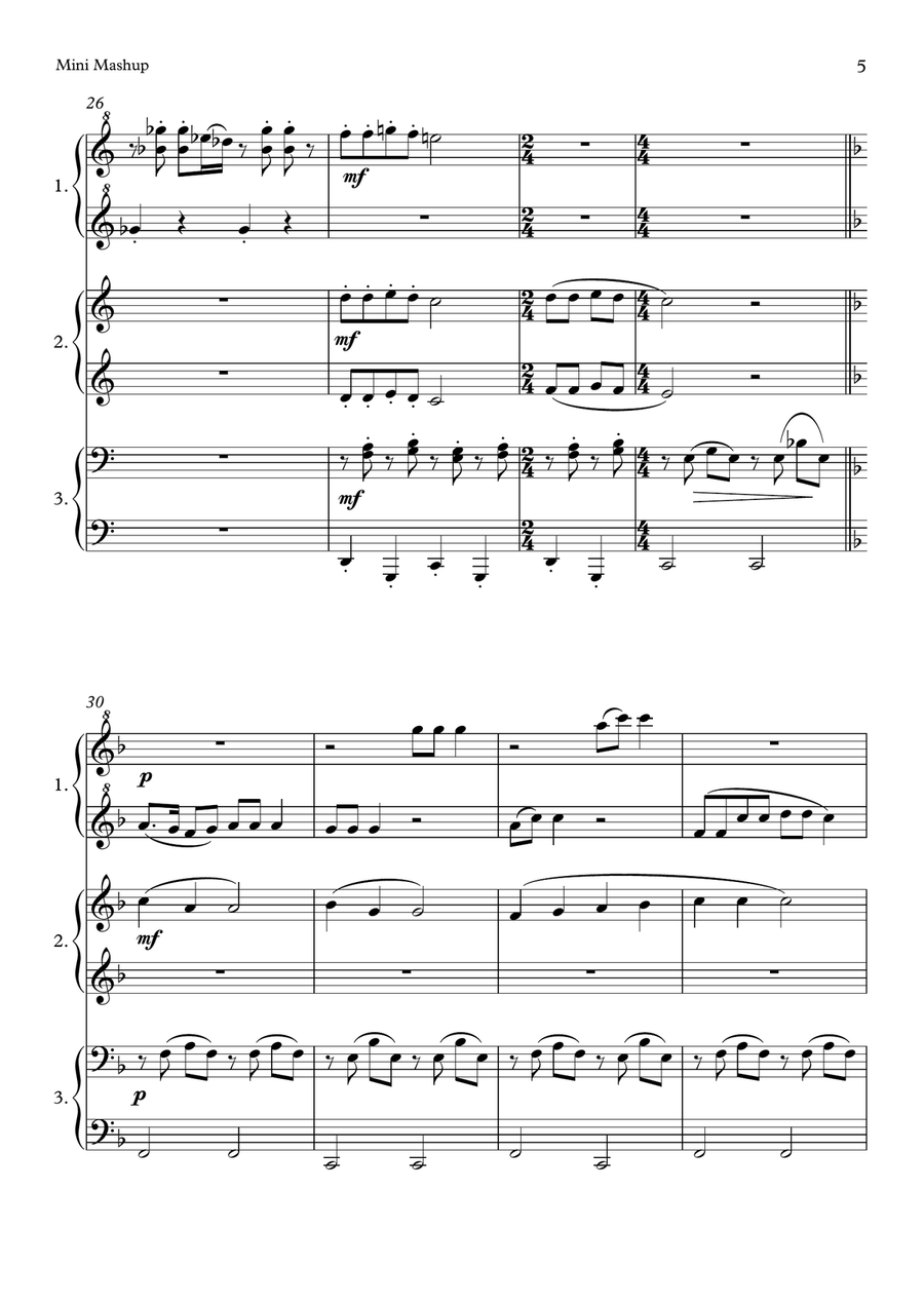 Mini Mashup (Piano, 6 Hands) Easy Piano scores gallery preview page 5