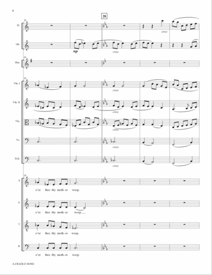 A Cradle Song: Full Score and Parts 4-Part scores gallery preview page 6