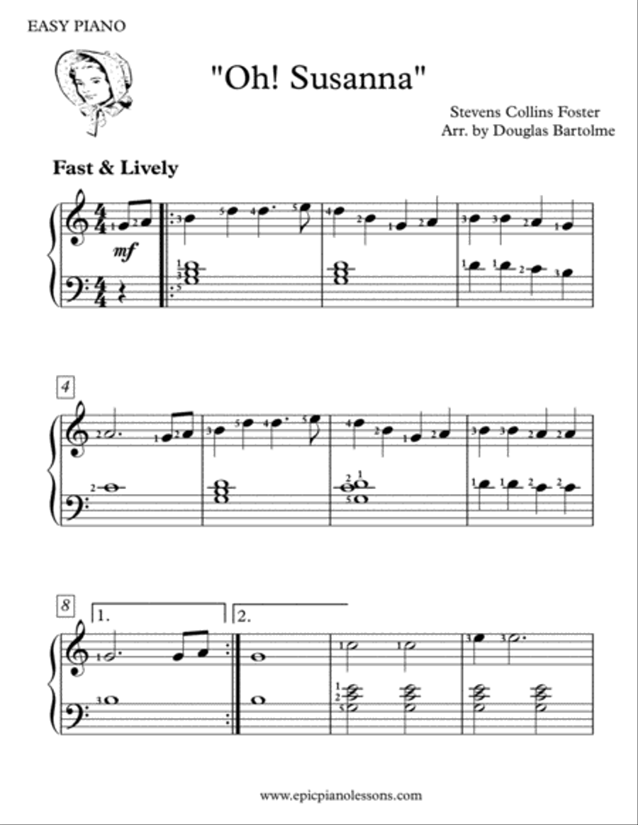 Oh! Susanna Easy Piano scores gallery preview page 1