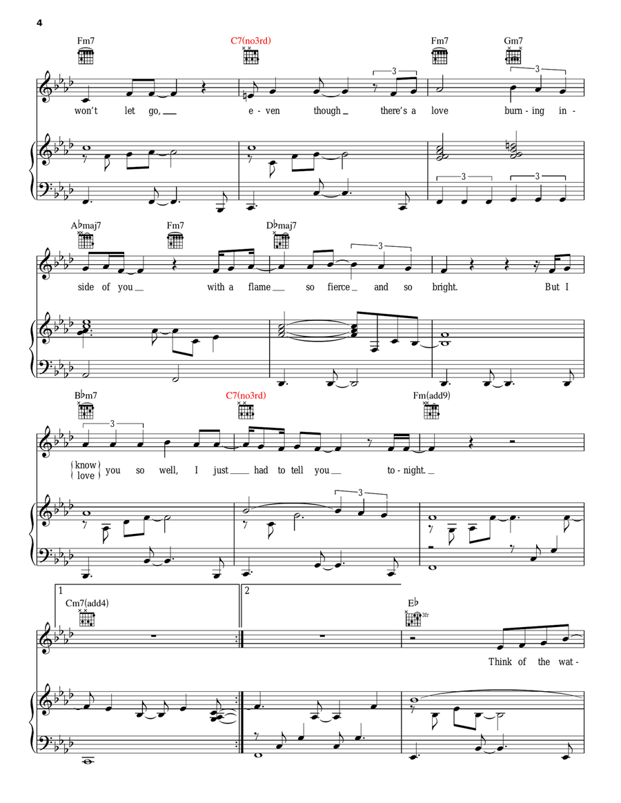 There Is Something Your Heart Has Been Telling Me Piano, Vocal scores gallery preview page 4