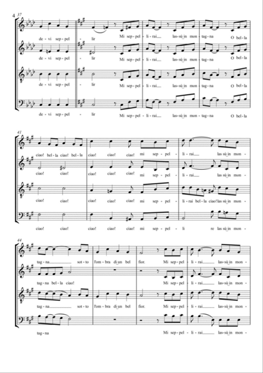 Bella Ciao! Bella Ciao! 4-Part scores gallery preview page 4