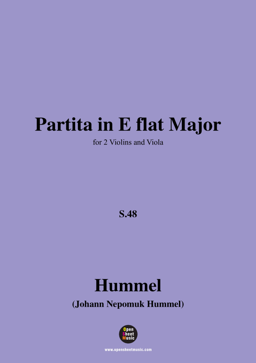 Hummel-Partita,in E flat Major,S.48,for 2 Violins and Viola image number null