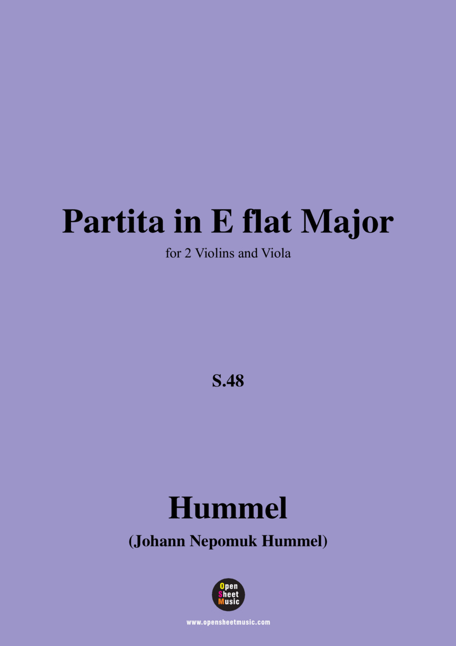 Hummel-Partita,in E flat Major,S.48,for 2 Violins and Viola String Trio scores gallery preview page 1