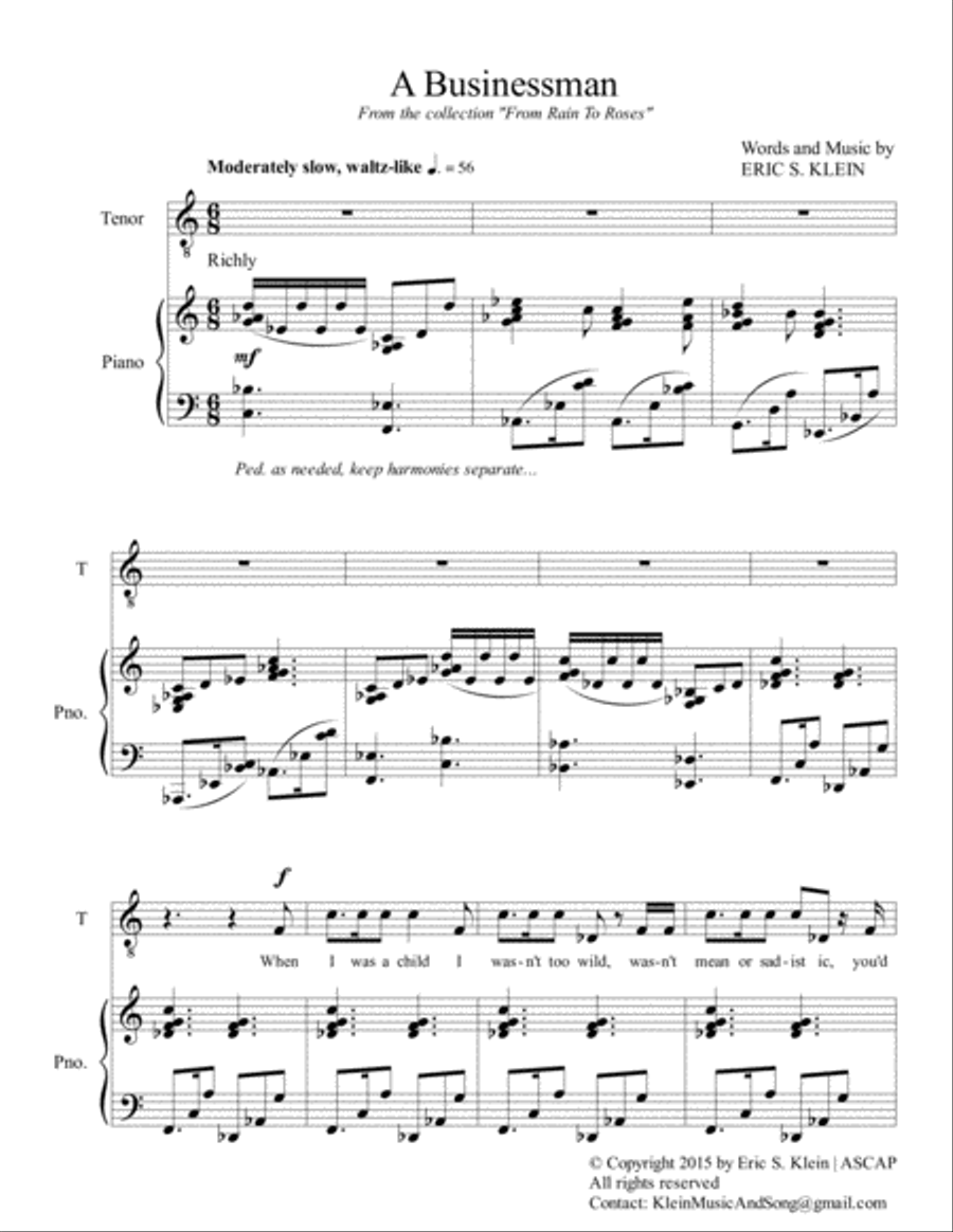 A Businessman Tenor Voice scores gallery preview page 1