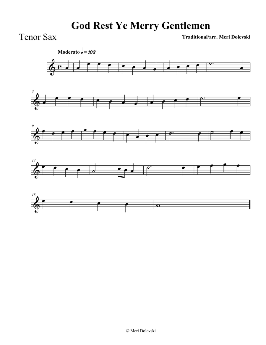 God Rest Ye Merry Gentlemen: B flat saxes Tenor Saxophone scores gallery preview page 1