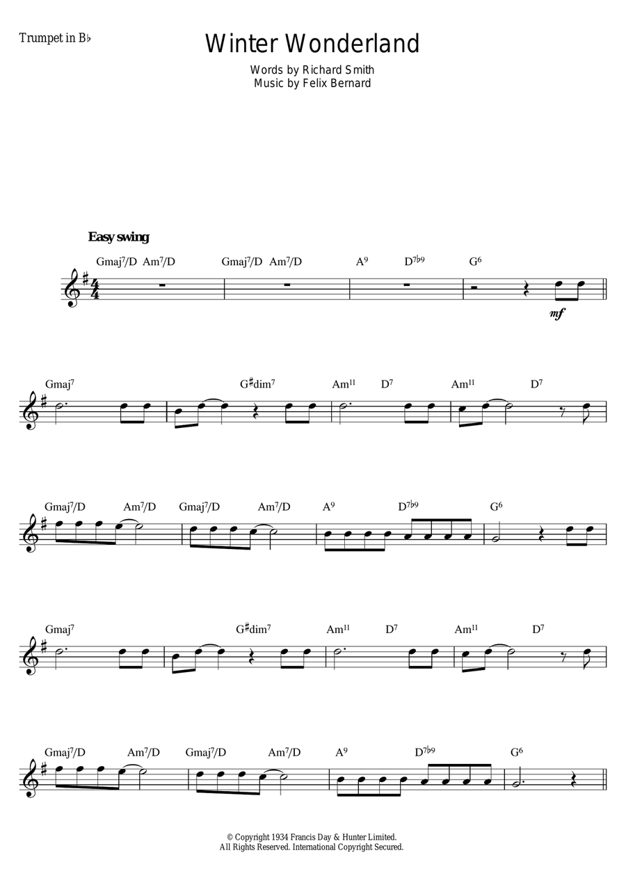 Winter Wonderland Winter Wonderland Trumpet Solo scores gallery preview page 1