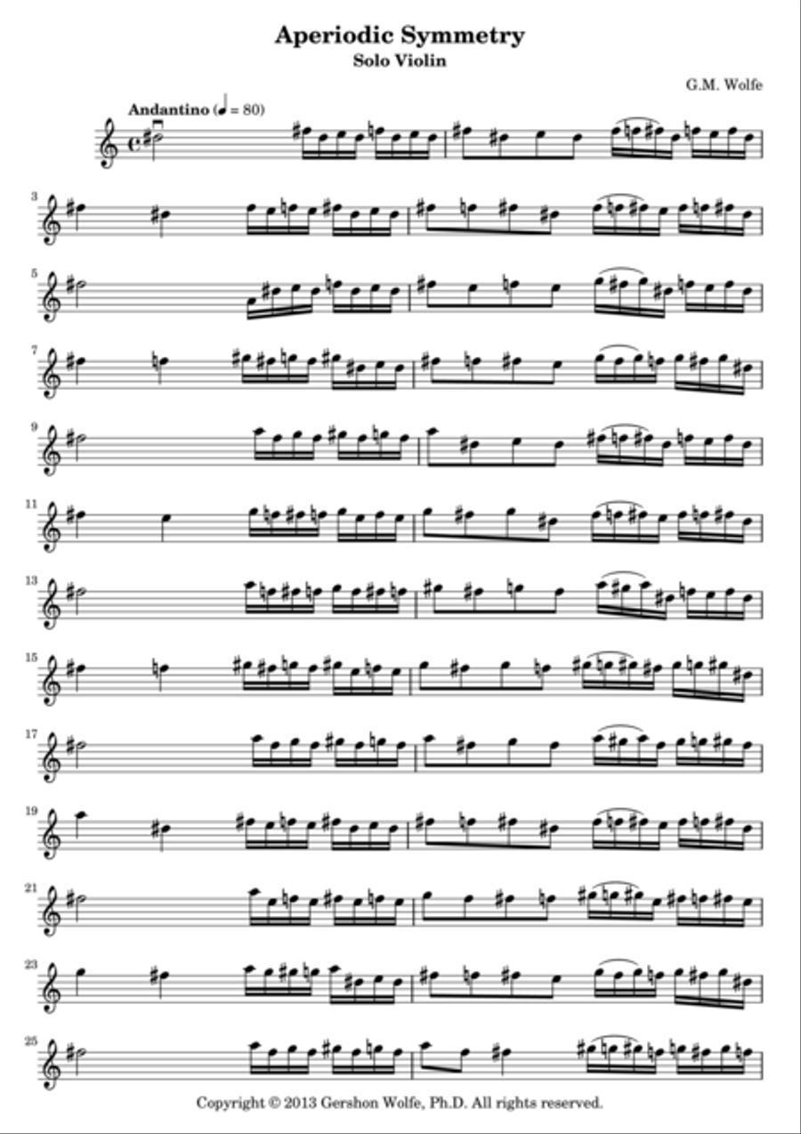 Aperiodic Symmetry Violin Solo scores gallery preview page 1