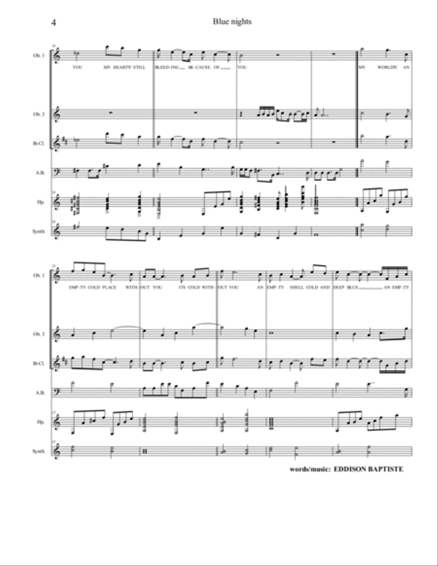 My hearts' still bleeding - blue nights Small Ensemble scores gallery preview page 4