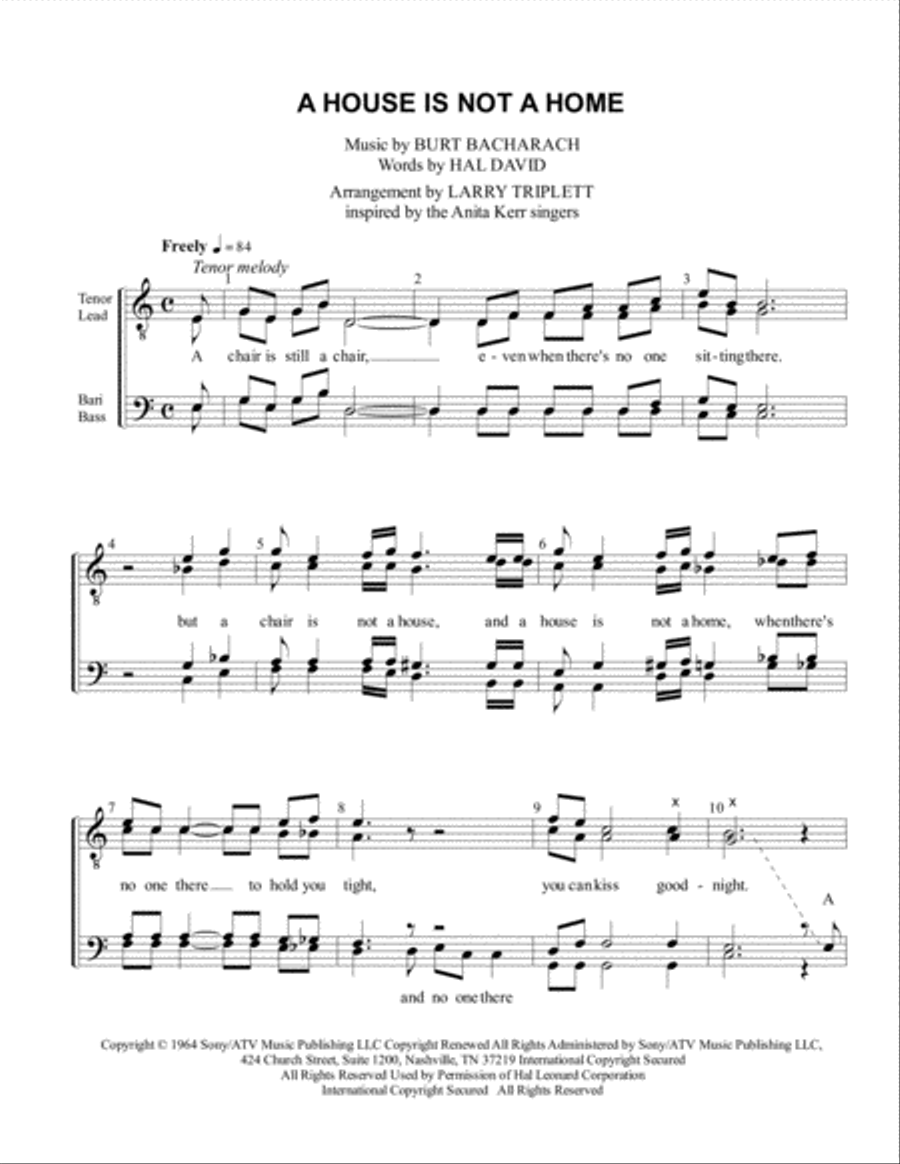 A House Is Not A Home A House Is Not A Home TTBB scores gallery preview page 1