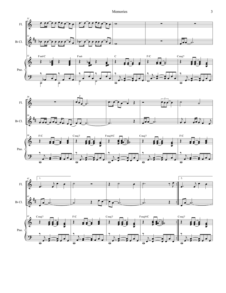 Memories Memories Woodwind Duet scores gallery preview page 3