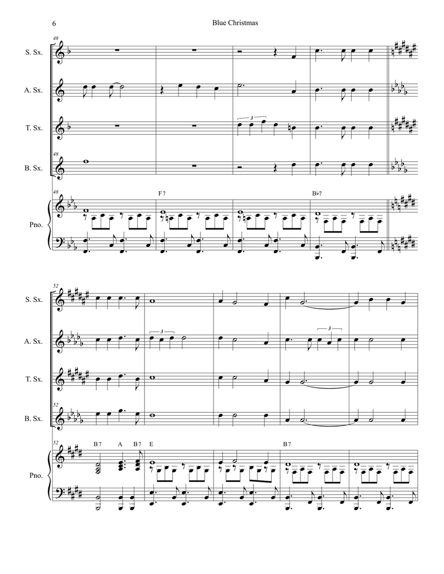 Blue Christmas Blue Christmas Saxophone Quartet scores gallery preview page 6