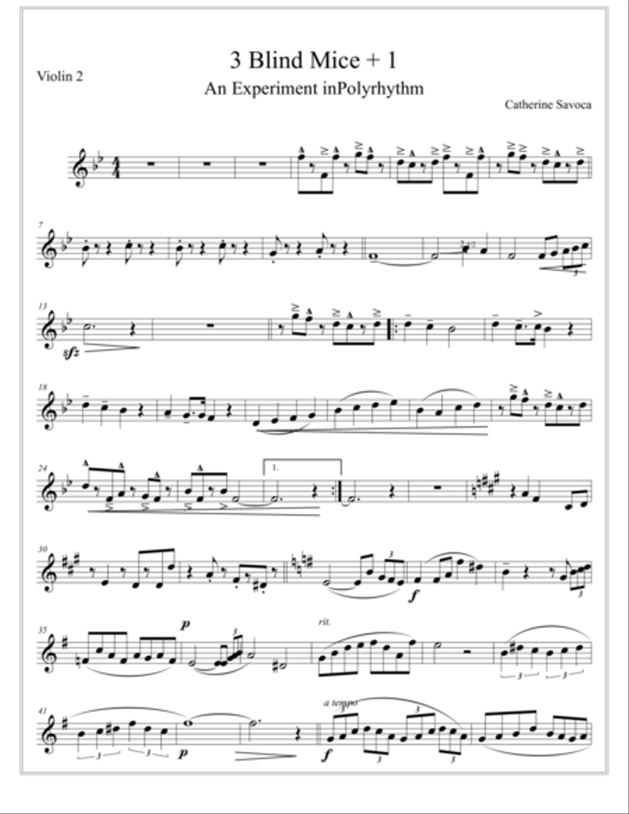 Three Blind Mice + 1 Three Blind Mice + 1 String Quartet scores gallery preview page 1