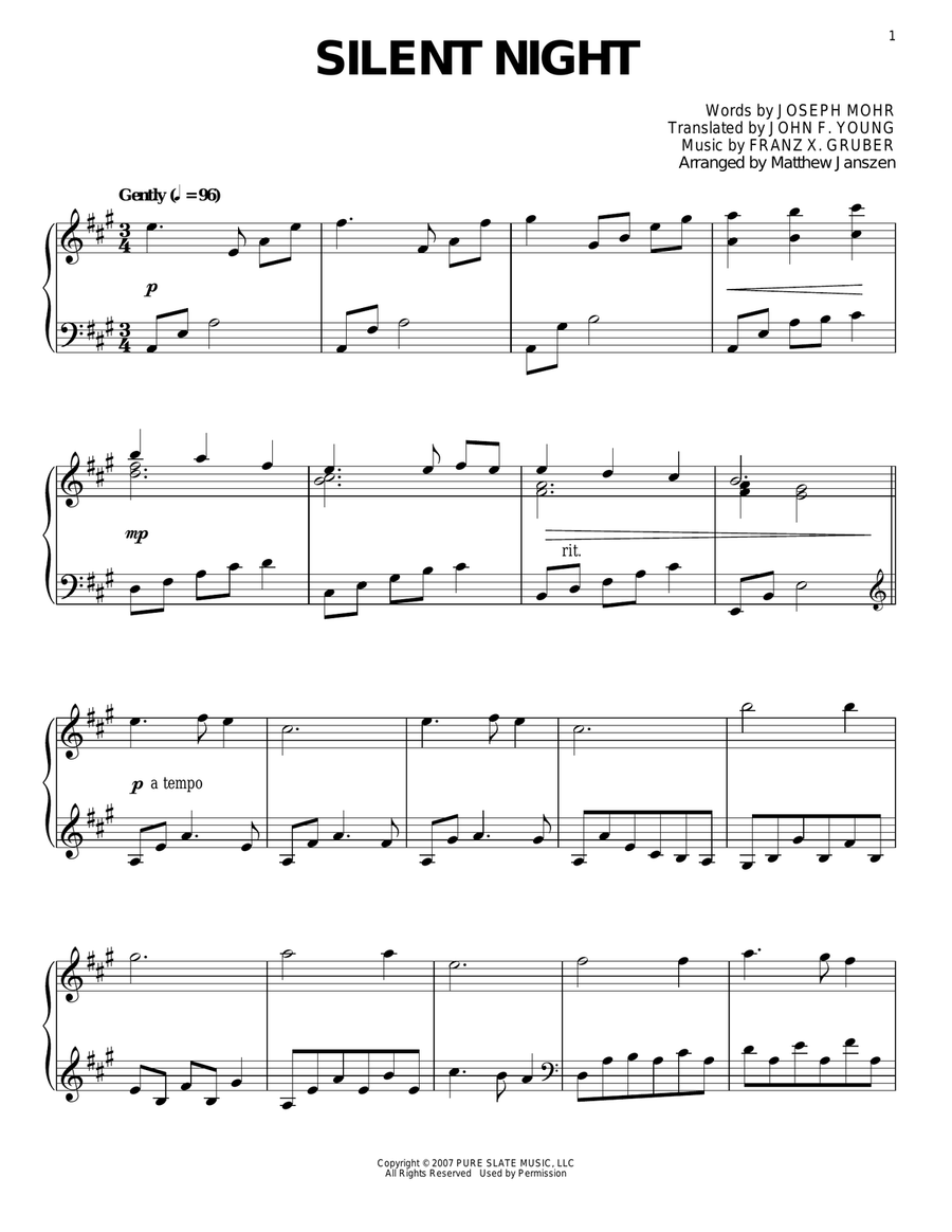 Silent Night Silent Night Piano Solo scores gallery preview page 1