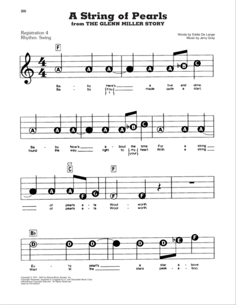 A String Of Pearls (from The Glenn Miller Story) Electronic Keyboard scores gallery preview page 1