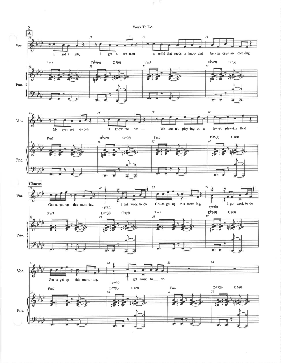 Work To Do Piano, Vocal scores gallery preview page 2