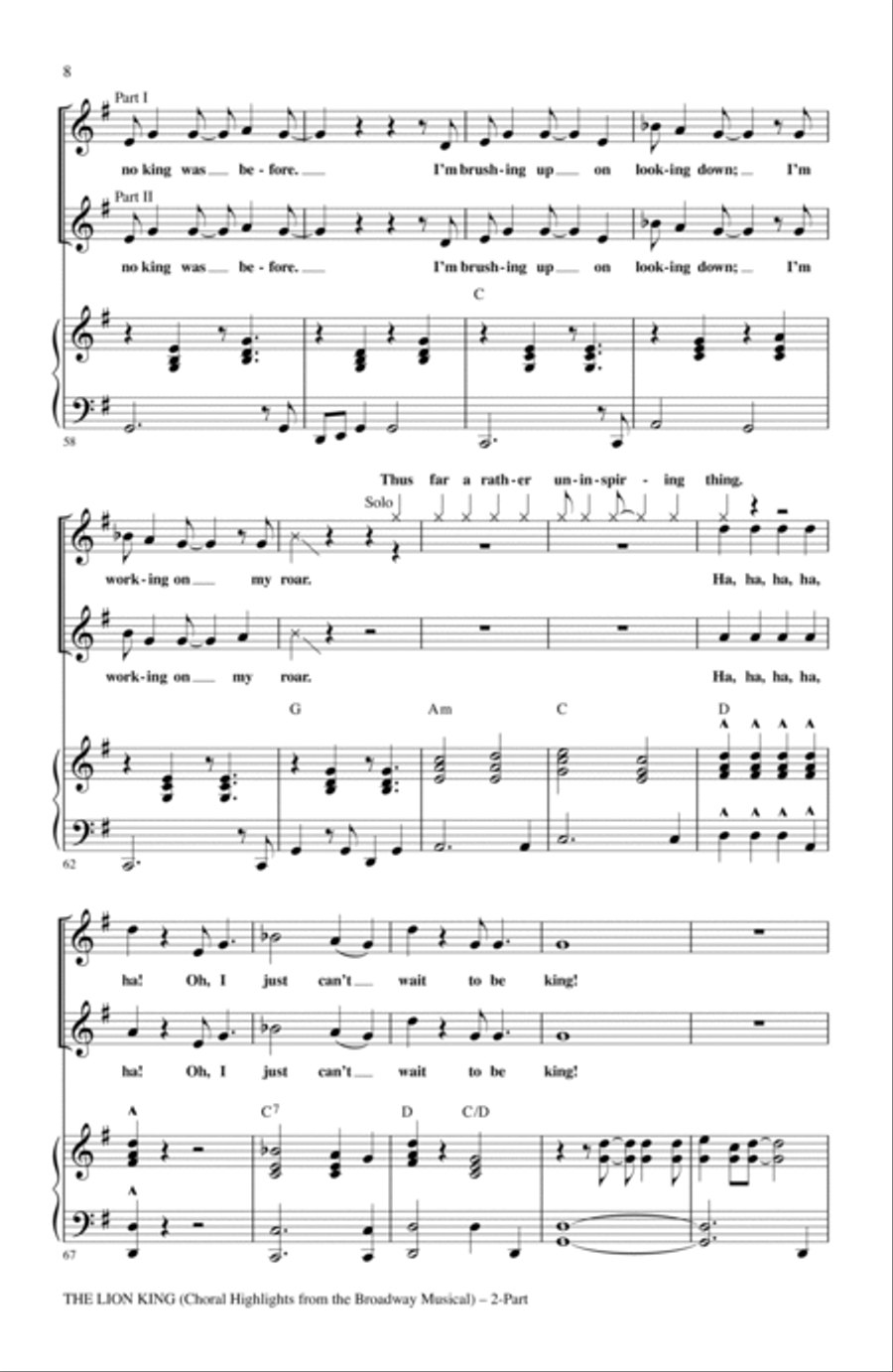The Lion King (Broadway Musical Highlights) 2-Part scores gallery preview page 6