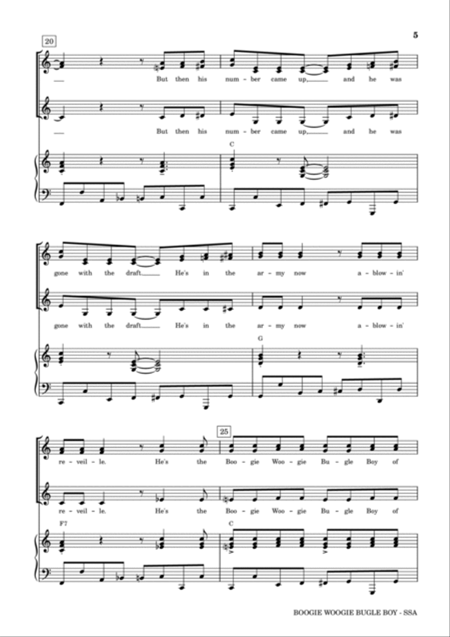 Boogie Woogie Bugle Boy SSA scores gallery preview page 5