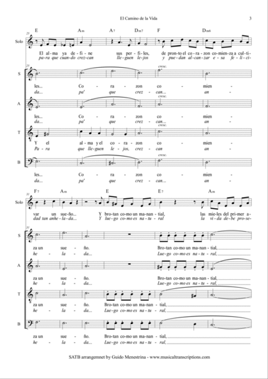 El Camino de la Vida - SATB 4-Part scores gallery preview page 3