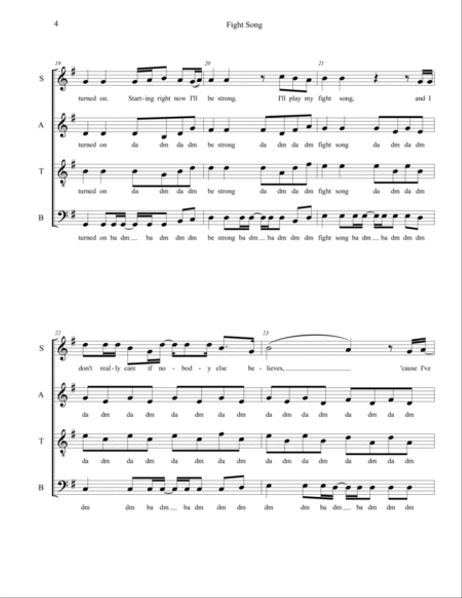 Fight Song 4-Part scores gallery preview page 4