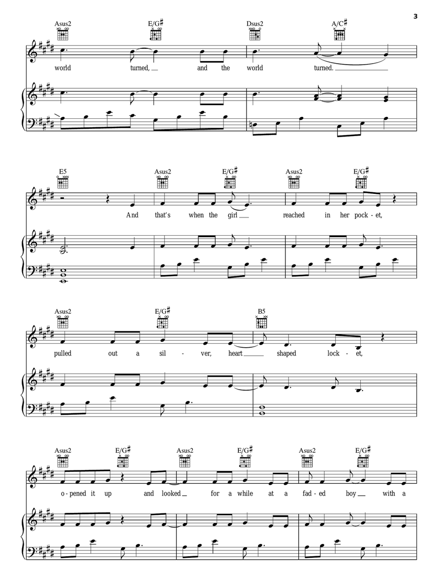 And The World Turned Piano, Vocal, Guitar scores gallery preview page 3
