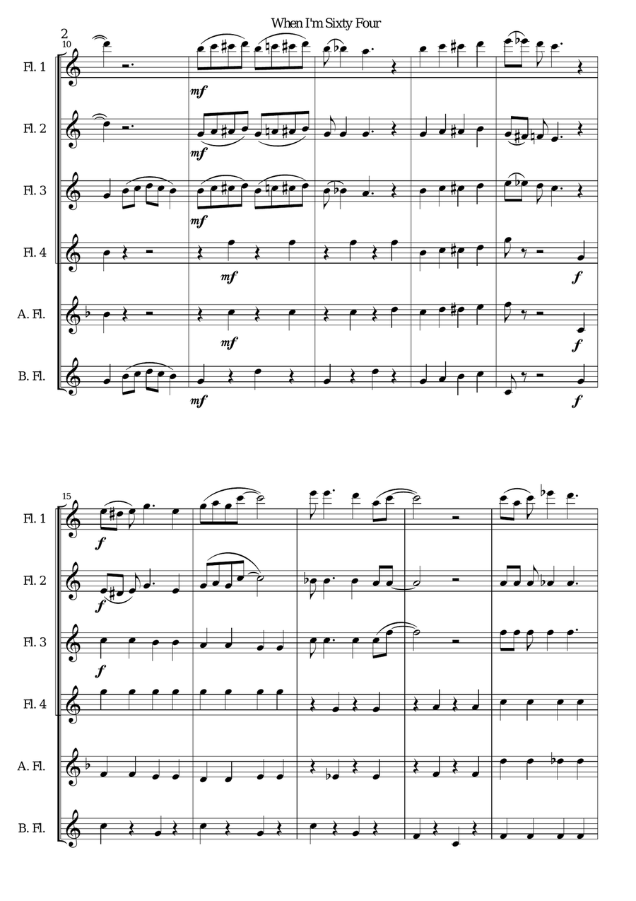 When I'm Sixty-Four Woodwind Ensemble scores gallery preview page 2