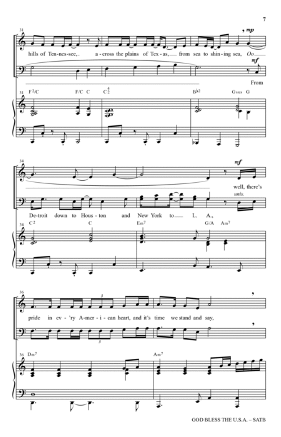 God Bless The U.S.A. (arr. David Schmidt) 4-Part scores gallery preview page 6