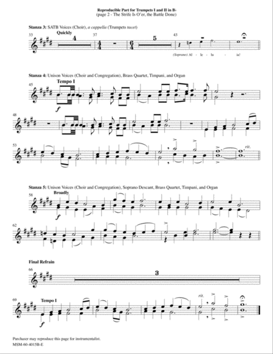 The Strife Is O'er, the Battle Done Choir scores gallery preview page 2
